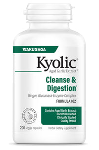 Thumbnail for Kyolic Aged Garlic Extract Formula 102, Cleanse & Digestion*, Ginger and Enzyme Complex, 200 Capsules