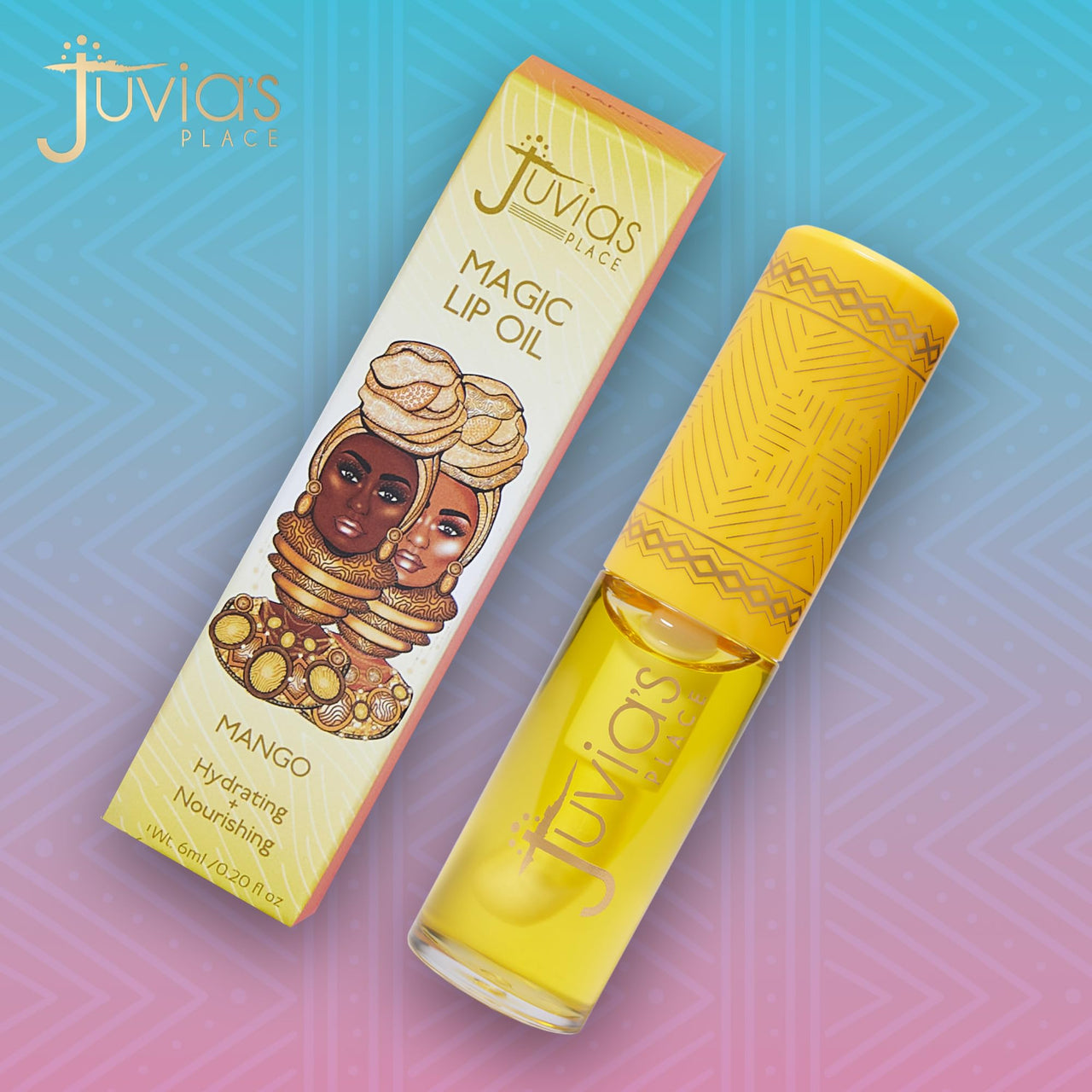 Juvia's Place Magic Lip Oil - Mango - Smooth, Hydrating with Vitamin E for Soft, Glossy, Juicy Lips - Infused with Fruit Extracts - Tinted, Shimmering, Lightweight & Non-sticky Lip Oil for Summer