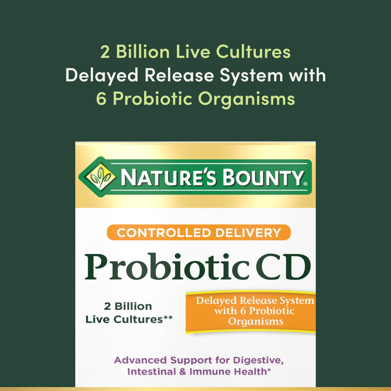 Nature's Bounty Probiotic, Controlled Delivery Dietary Supplement, Delivers Friendly Bacteria to Digestive, and Immune Systems, 30 Caplets