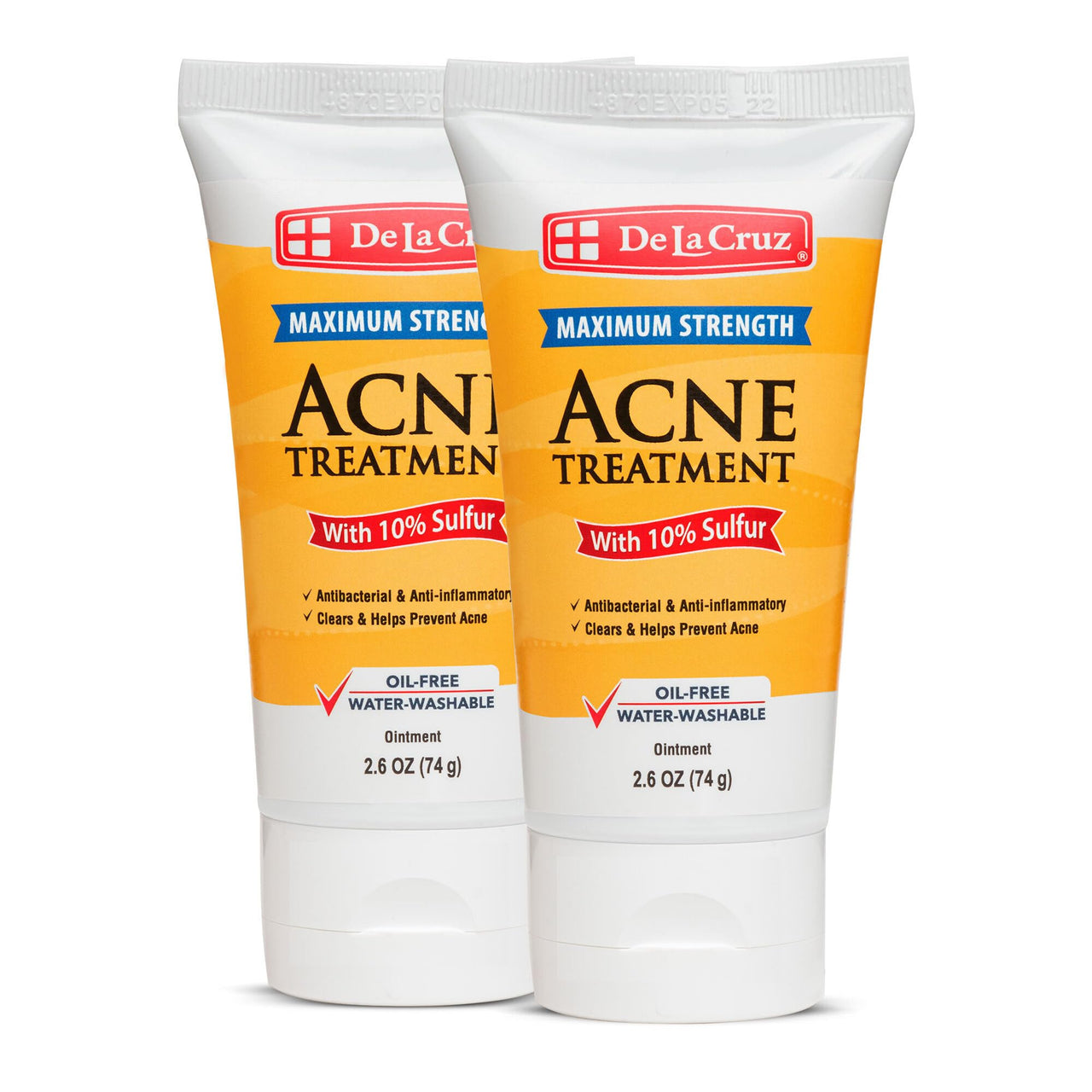 De La Cruz Sulfur Ointment - Cystic Acne Treatment for Face and Body - Daily 10 Min Hormonal Acne Spot Treatment Mask - Safe and Effective Ointment that Clears Up Pimples - 2.6 OZ Tube, 2-Pack