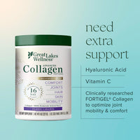 Thumbnail for Great Lakes Wellness Movement Boost Advanced Collagen Peptides Powder with MSM, Hyaluronic Acid, Vitamin C - Joint Mobility & Comfort - Caramel Flavored - Non-GMO, Keto, Kosher - 8 oz