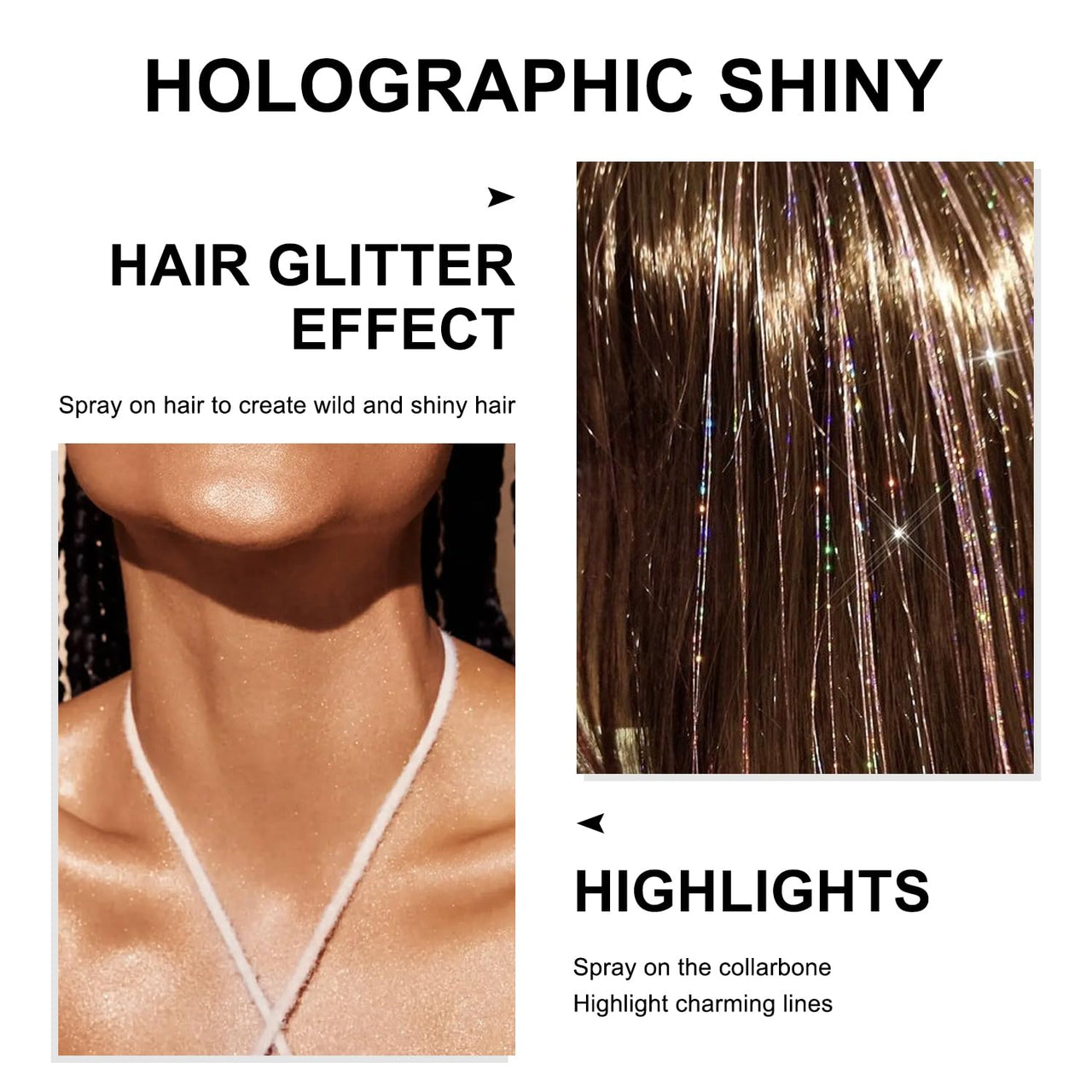 Hair and Body Glitter Spray, 1PC Glint-Rainbow Glitter Hairspray Dry Powder Makeup for Clothes, Festival Rave Prom Loose Sparkle Powder,Holographic Ultra Fine Resin Glitters for Crafts (Glint-Rainbow)