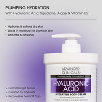 Thumbnail for Advanced Clinicals Hyaluronic Acid Moisturizer Body Cream W/Vitamin E | Hydrating Cream & Body Lotion For Women & Men To Help Improve Look of Wrinkles, Dry Skin, Crepey Looking Skin, 16 Ounce