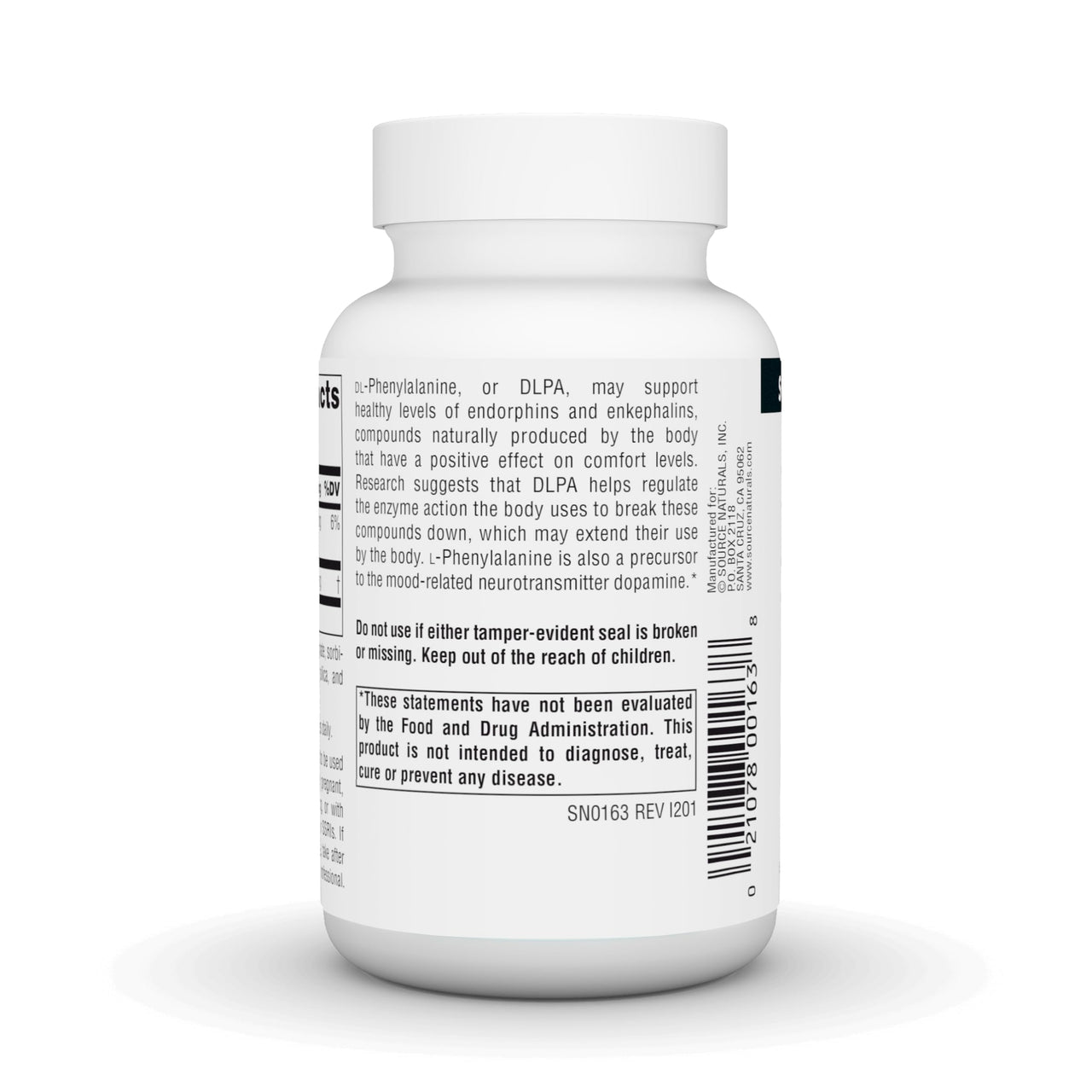 Source Naturals DLPA DL-Phenylalanine, Supports an Alert State* - 375 mg -120 Tablets