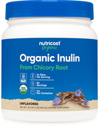 Thumbnail for Nutricost Organic Inulin Powder 1LB (454 Grams) 7 Grams of Fiber Per Serving - from Chicory Root - Certified USDA Organic