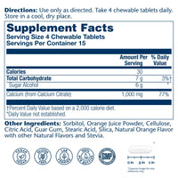 Thumbnail for SOLARAY Calcium Citrate 1000mg - Chewable Calcium Supplements for Women and Men - Healthy Teeth and Bone Support - Great, Natural Orange Flavor - Vegan, Gluten Free, 60-Day Guarantee - 15 Servings