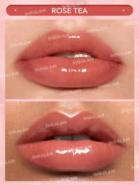 Thumbnail for SHEGLAM Glaze Daze Lip Gloss Shiny Tinted Lip Gloss High Gloss Finish Plumping Lip Care Nourishing Not Easy to Fade Liquid Lip Cosmetics-Rose Tea