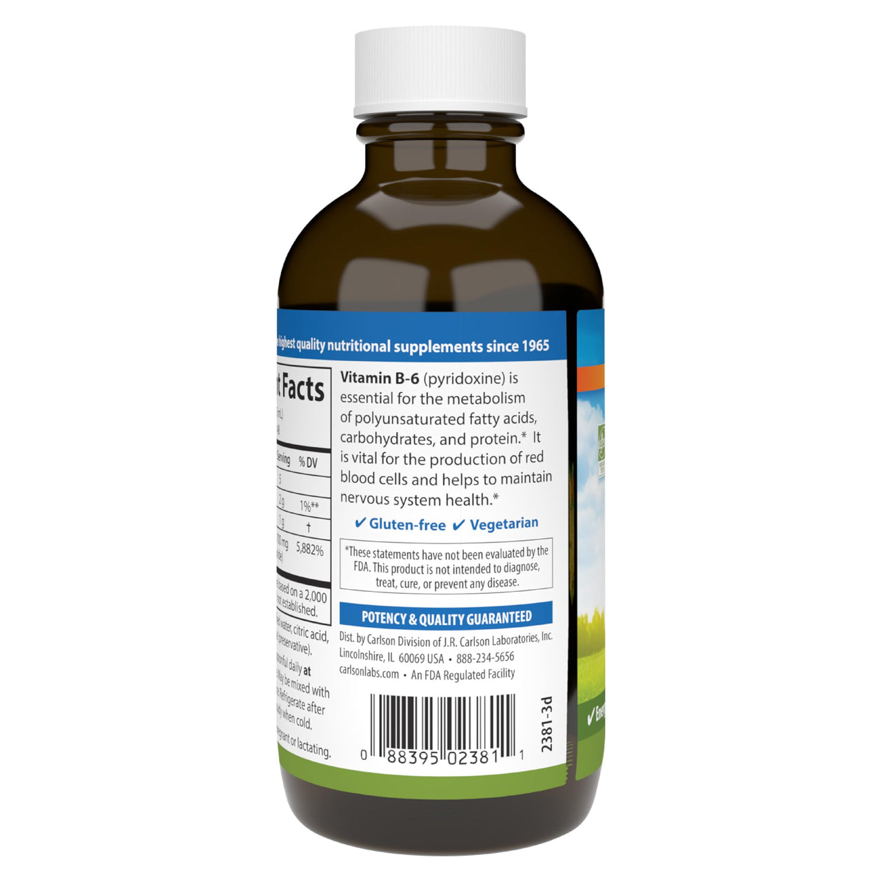 Carlson - B-6 Liquid, Vitamin B-6, Energy Production, Heart Health, Berry Lemonade Flavor, 120 mL (4 Fl Oz)