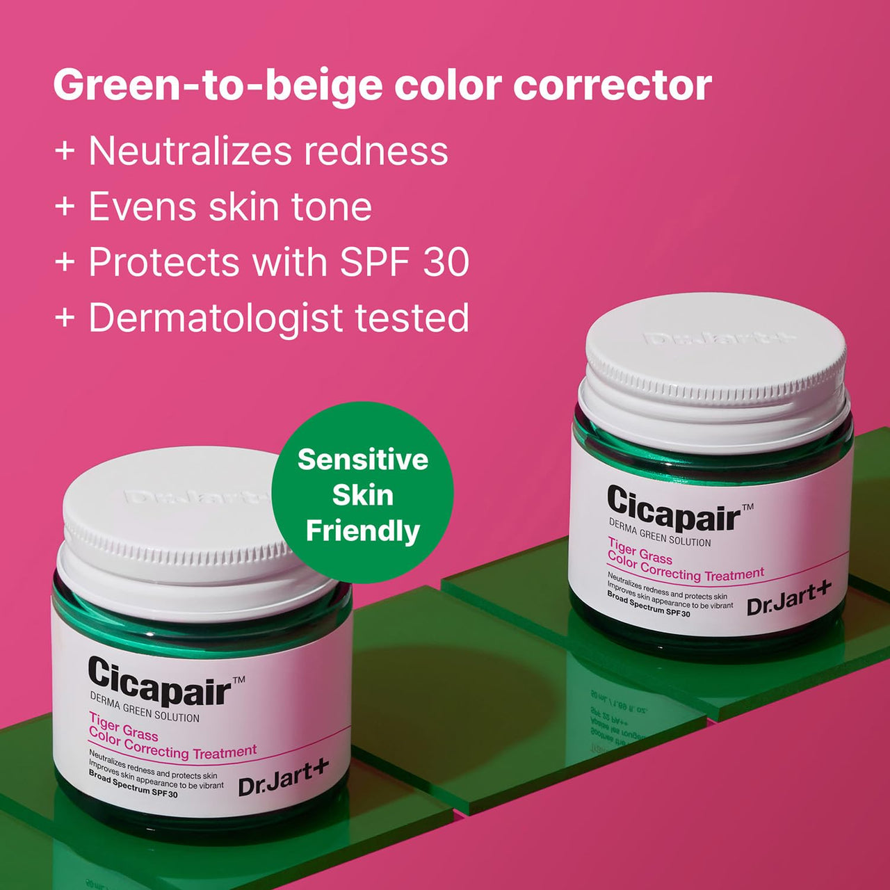 Dr.Jart+ Cicapair™ Tiger Grass Color Correcting Treatment SPF 30 with Centella Asiatica | cc cream | Korean Skin Care, 1.69 Fl Oz