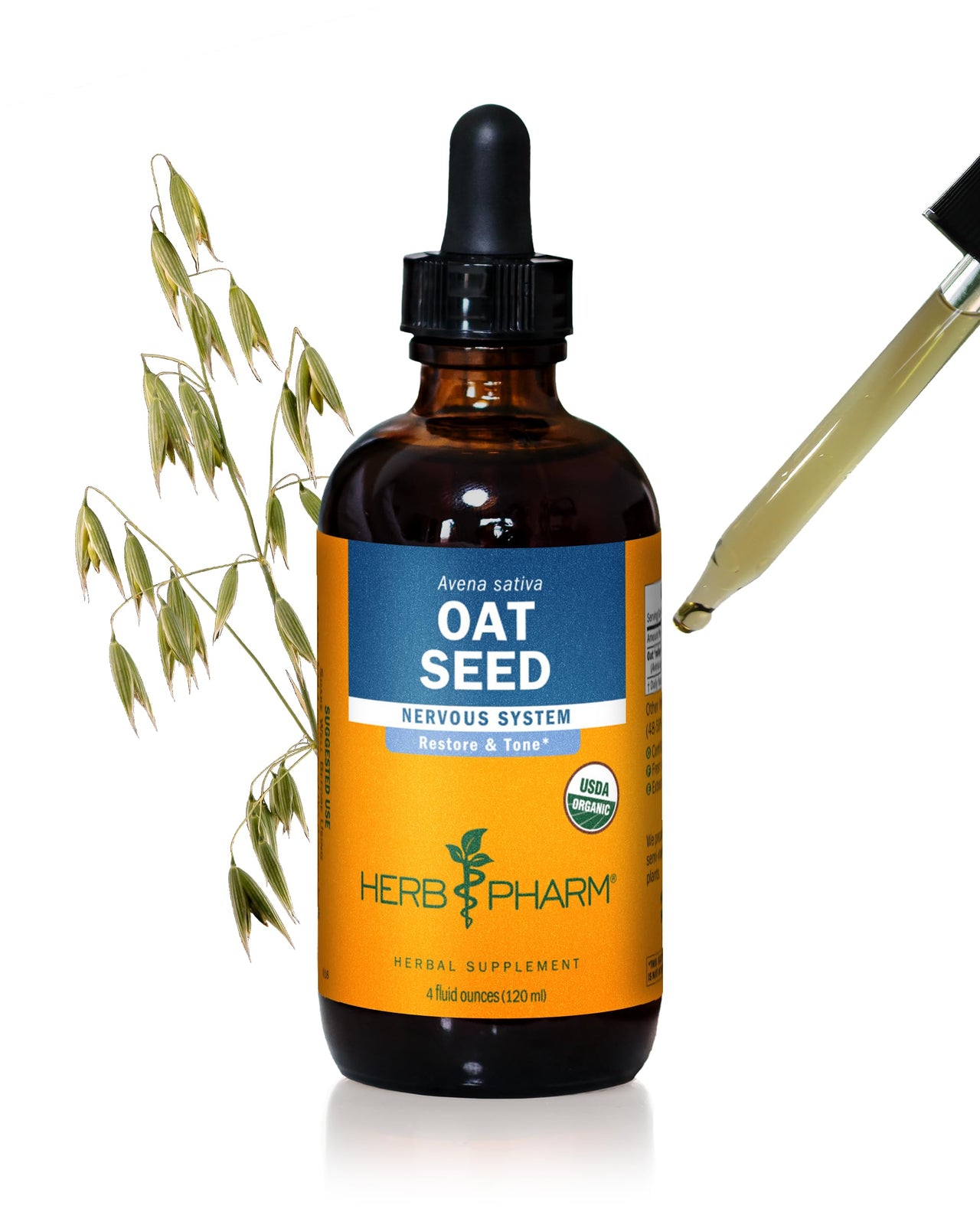 Herb Pharm Certified Organic Oat Seed Liquid Extract for Nervous System Support - 4 Ounce