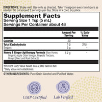 Thumbnail for Honey Gardens Ginger and Honey Syrup with Organic Apple Cider Vinegar and Propolis - Ginger Root and Ginger Root Extract - Apitherapy Digestive Support Supplement - 8 FL OZ, 48 Servings