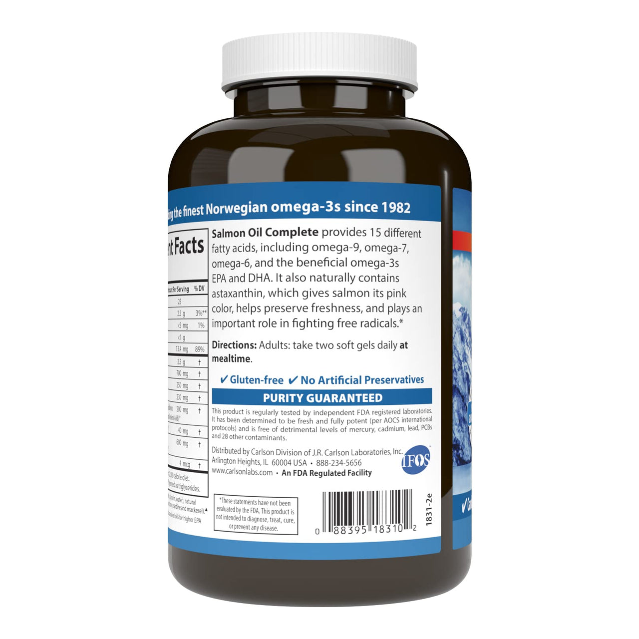Carlson - Salmon Oil Complete, 700 mg Omega-3s + Astaxanthin, Cardiovascular Support, Brain Function & Joint Health, 120 soft gels