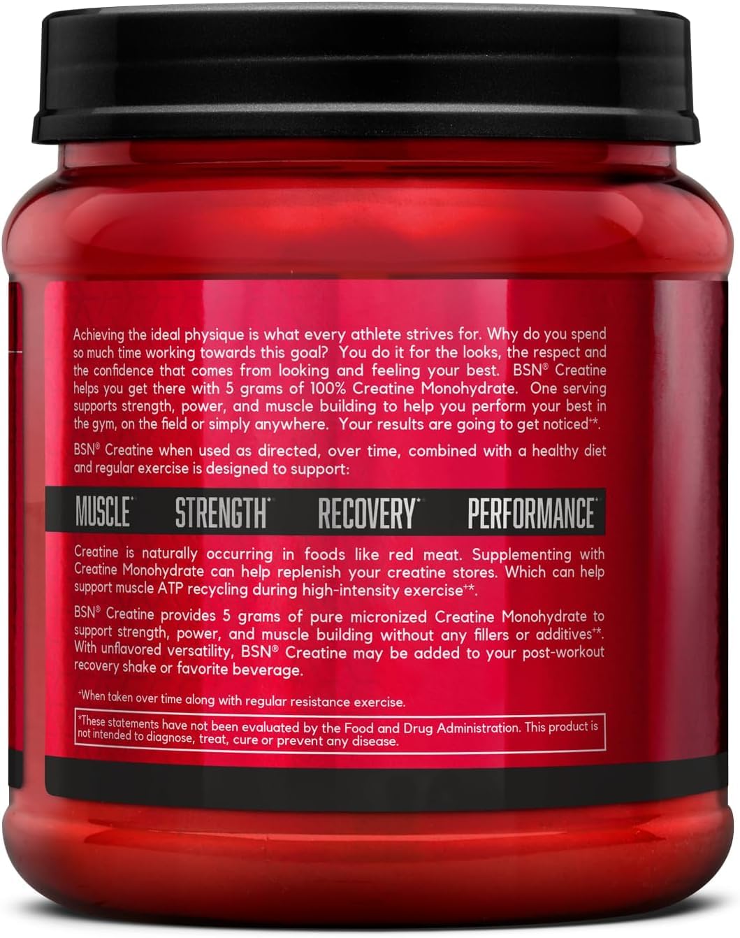 BSN Micronized Creatine Monohydrate Powder, Unflavored Creatine Powder, Micronized, Supports Muscle Building, Supports Muscle Strength, Gym Supplement, 5g per Serving, 5000mg per Servings, 60 Servings