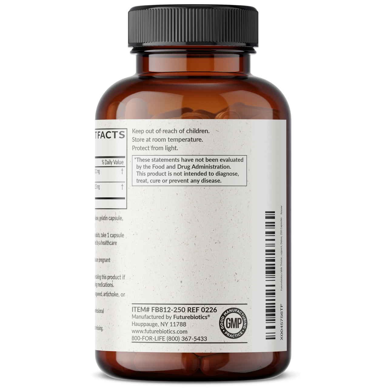 Futurebiotics Milk Thistle Silymarin Marianum & Dandelion Extract Liver Health Support, Antioxidant Support, Detox, 250 Capsules