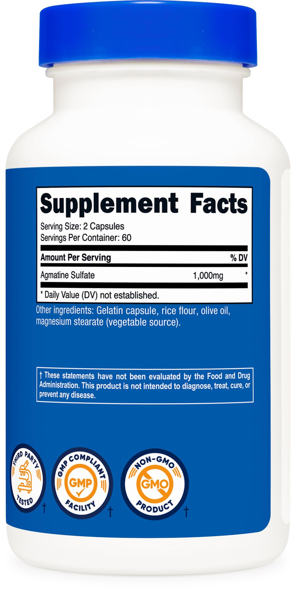 Nutricost Agmatine Sulfate 1000mg, 120 Capsules - Gluten Free, Non GMO, 500mg Per Capsule
