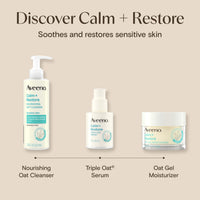Thumbnail for Aveeno Calm + Restore Nourishing Oat Cleanser, Daily Hydrating Facial Cleanser & Face Wash for Sensitive Skin, Non-Foaming, Hypoallergenic, Non-Comedogenic, Fragrance-Free, with Feverfew, 7.8 fl oz