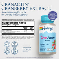 Thumbnail for SOLARAY CranActin Cranberry Extract 400 mg - Cranberry Supplements for Women and Men - Bladder and Urinary Tract Health Support with Vitamin C - Vegan, 60-Day Guarantee (60 CT)