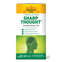 Thumbnail for Country Life Sharp Thought - Memory & Cognitive Support Supplement – Sharp-PS Gold Phosphatidylserine + DHA – Promotes Mental Clarity & Faster Recall – Gluten-Free, 60 Capsules