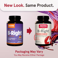 Thumbnail for Jarrow Formulas B-Right, Optimized B Complex Featuring Vitamin B1, B2, B5, B6, B12 and B9 to Support Cellular Energy, Immune Health and Stress Management, 100 Veggie Capsules, Up to a 100 Day Supply