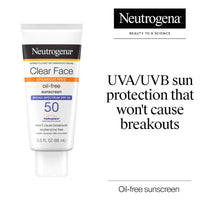 Thumbnail for Neutrogena Clear Face Sunscreen Lotion for Acne-Prone Skin, Broad Spectrum SPF 50, Sunscreen for Face & Oily Skin, Oil-,Fragrance- & Oxybenzone-Free, Water Resistant, Matte, Unscented, 3 Fl Oz