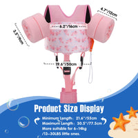 Thumbnail for MoKo Toddler Swim Vest for Kids, Swim Arm Floaties 15-30 lbs Cartoon Swimming Water Wings with Crotch Strap, Pool Float Vests Sleeves Shoulder Straps Arm Band for Children, Pink Whale