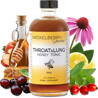 Thumbnail for Mickelberry Gardens Throat & Lung Honey Tonic: Wellness Syrup, Natural Sore Throat Relief, Immune Support & Cough Suppressant for Adults & Kids (8 oz)