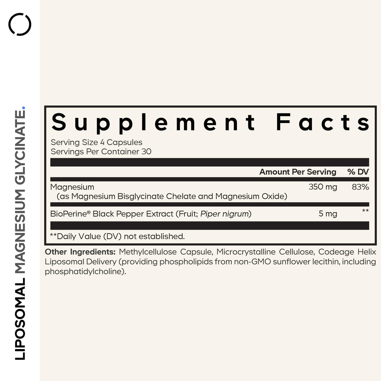 Codeage Liposomal Magnesium Glycinate Supplement - Magnesium Bisglycinate Pills - BioPerine Black Pepper - Liposomal Delivery - Non-GMO, Gluten-Free Mineral - 120 Capsules