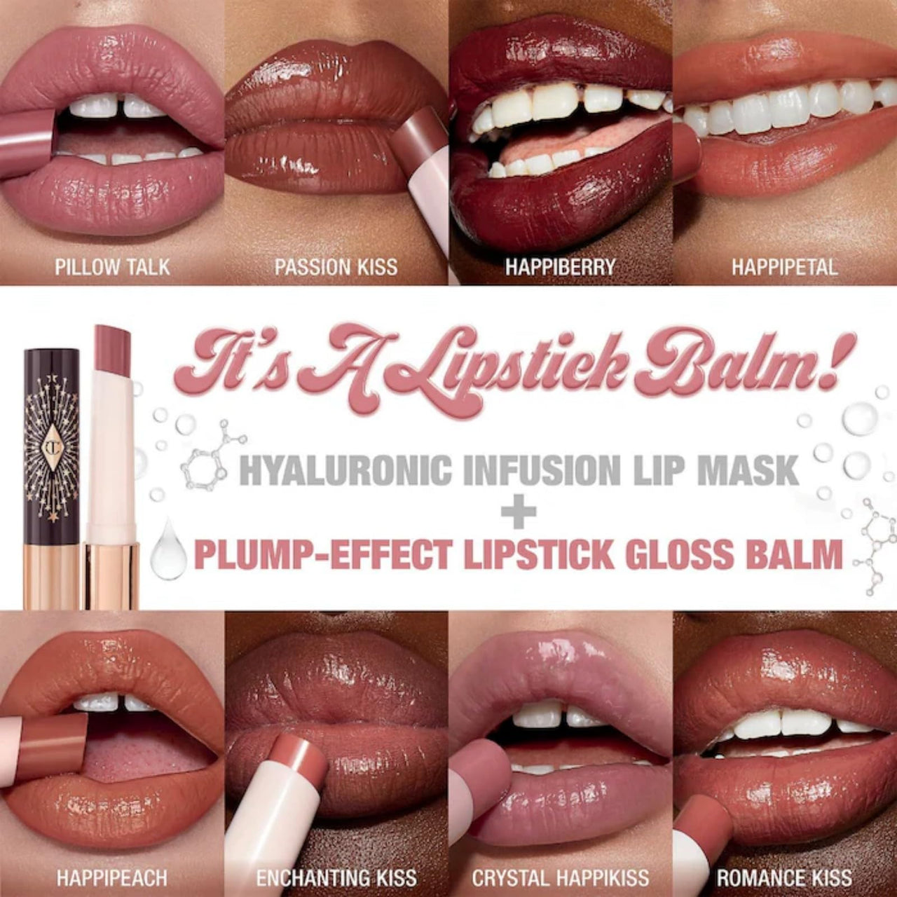 Charlotte Tilbury Pillow Talk Happikiss Hyaluronic Lip Balm Lipstick