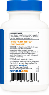 Thumbnail for Nutricost Bromelain Capsules (60 Capsules) - 550 MG Per Serving, Vegan, Non-GMO, GMP Compliant