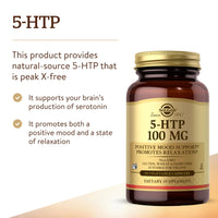 Thumbnail for Solgar 5-HTP 100 mg, 90 Vegetable Capsules - Promotes Relaxation - Positive Mood & Stress Support - Non-GMO, Vegan, Gluten Free, Dairy Free, Kosher - 90 Servings