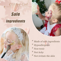 Thumbnail for Face Body Glitter, Hair Glitter Sparkles Chunky Face Glitter Gel for Girls Makeup Singer Concerts Mermaid Festival Sequins Face Paint (White+Silver+Pink+Gold+Blue)