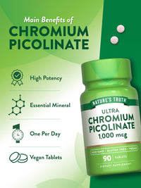Thumbnail for Nature's Truth Ultra Chromium Picolinate 1000mcg | 90 Tablets | Vegan, Non-GMO & Gluten Free Supplement