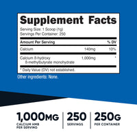 Thumbnail for Nutricost HMB Powder (Beta-Hydroxy Beta-Methylbutyrate) 250 Grams - Gluten Free & Non-GMO