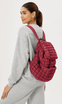 Thumbnail for ODODOS Quilted Backpack 2.0 for Women Lightweight Puffer Hiker Pack Drawstring Padding Travel Gym Bag, True Red