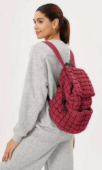 Thumbnail for ODODOS Quilted Backpack 2.0 for Women Lightweight Puffer Hiker Pack Drawstring Padding Travel Gym Bag, True Red