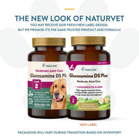 Thumbnail for NaturVet Glucosamine DS Plus Level 2 Moderate Care Joint Support Supplement for Dogs and Cats, Chewable Tablets Time Release, Made in The USA, 60 Count