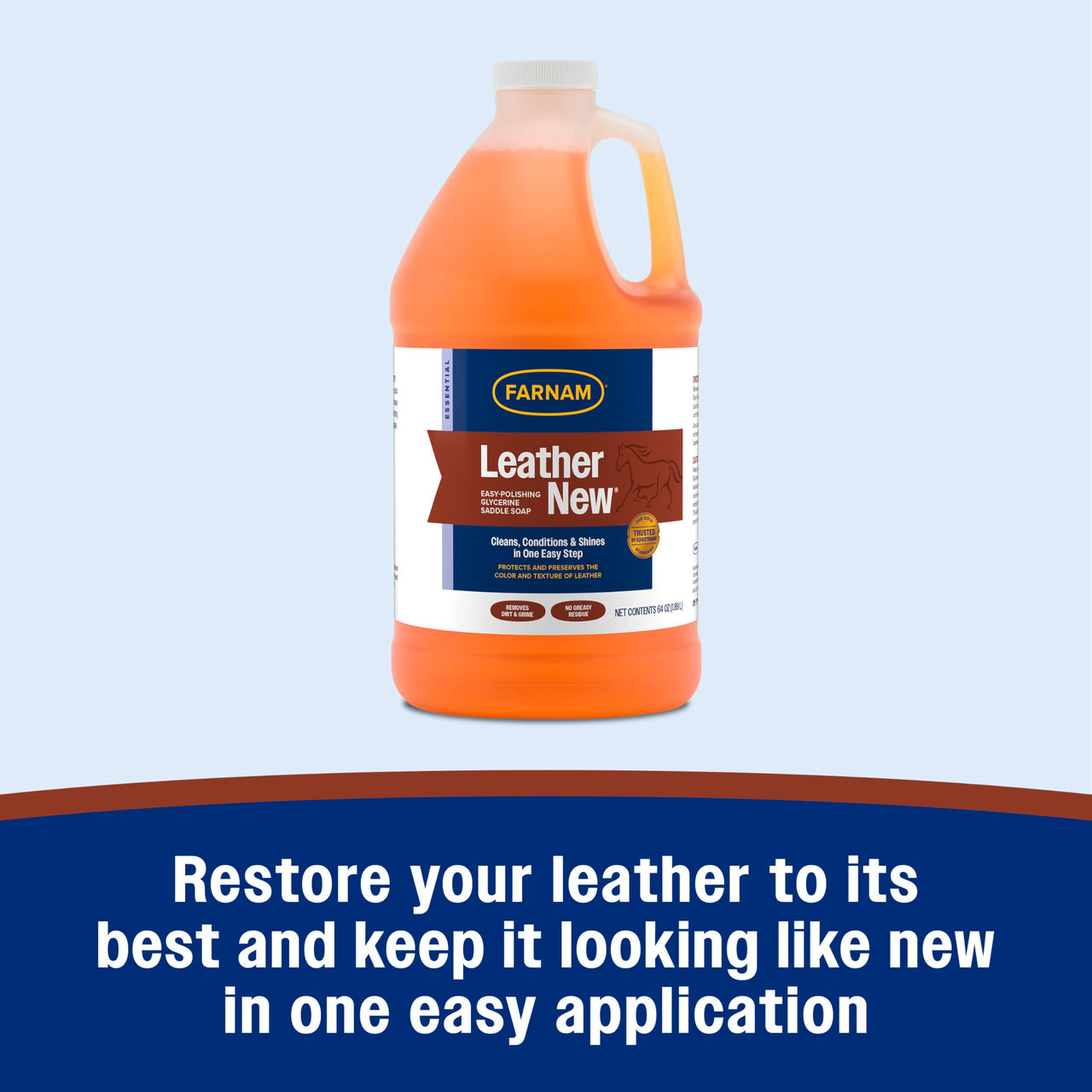 Farnam Leather New Easy-Polishing Glycerine Saddle Soap and Leather Saddle Cleaner, Protects and Preserves Leather, Cleans, Conditions and Polishes, 64 Oz.