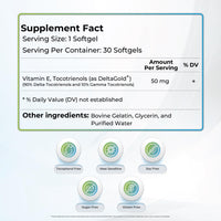 Thumbnail for WELLNESS EXTRACT Eannatto Tocotrienols Deltagold Vitamin E Supplements Softgels, Tocopherol Free, Non-GMO, Gluten Free & Antioxidant (50MG 30 Softgels).