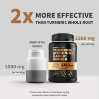 Thumbnail for 4-in-1 Turmeric and Garlic Supplements with BioPerine – 2360mg Turmeric Ginger Root Capsules with Garlic – High Potency Herbal Blend (120 ct)