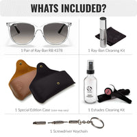 Thumbnail for Ray-Ban RB4378 Square Shape Sunglasses With Eyewear Kit Bundle - High Bridge Fit - Ideal Formal and Casual Wear Square Sunglasses