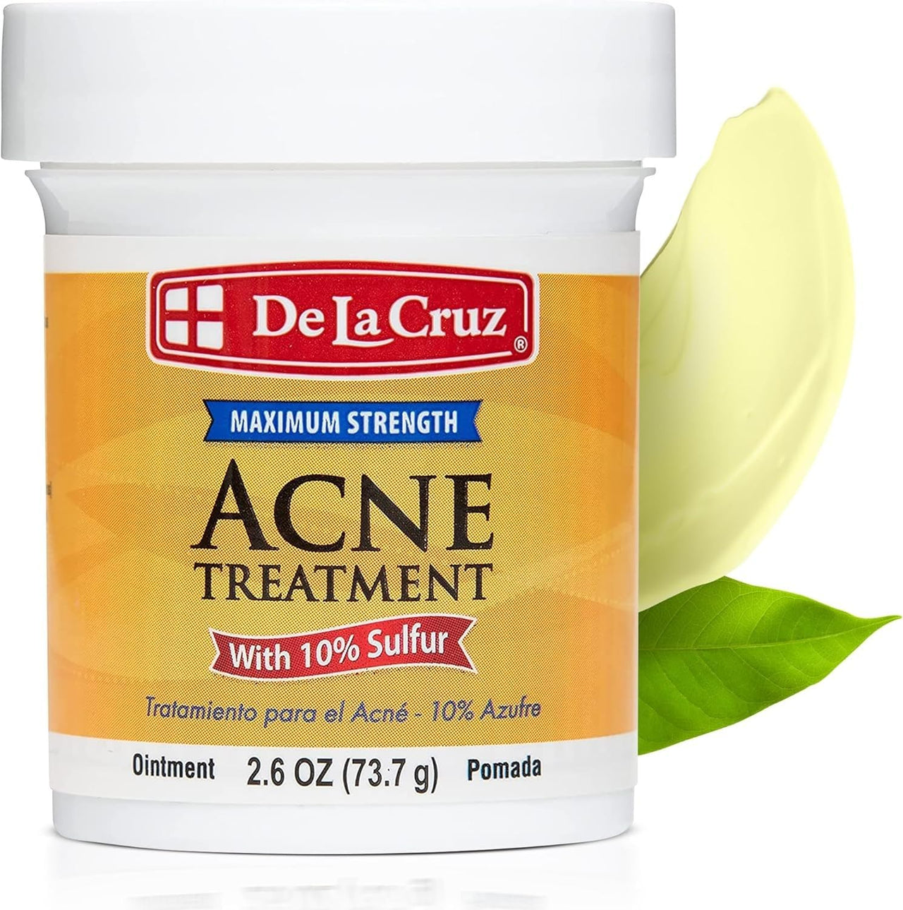 De La Cruz Sulfur Ointment - Cystic Acne Treatment for Face and Body - Daily 10 Min Spot Treatment Mask - Safe and Effective Game Changing Hormonal Acne Treatment That Clears Up Pimples - 2.6 OZ