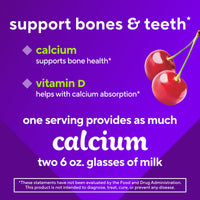 Thumbnail for vitafusion Chewable Calcium Gummy Vitamins for Bone and Teeth Support, Calcium Gummies, Fruit and Cream Flavor, 100 Count, 50 Day Supply