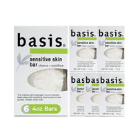 Thumbnail for Basis Sensitive Skin Bar Soap for Body, Hands and Face, Unscented Soap Bar for Sensitive Skin with Chamomile and Aloe Vera, Bar Soap Bulk Pack, 4 Oz Bar, Pack of 6