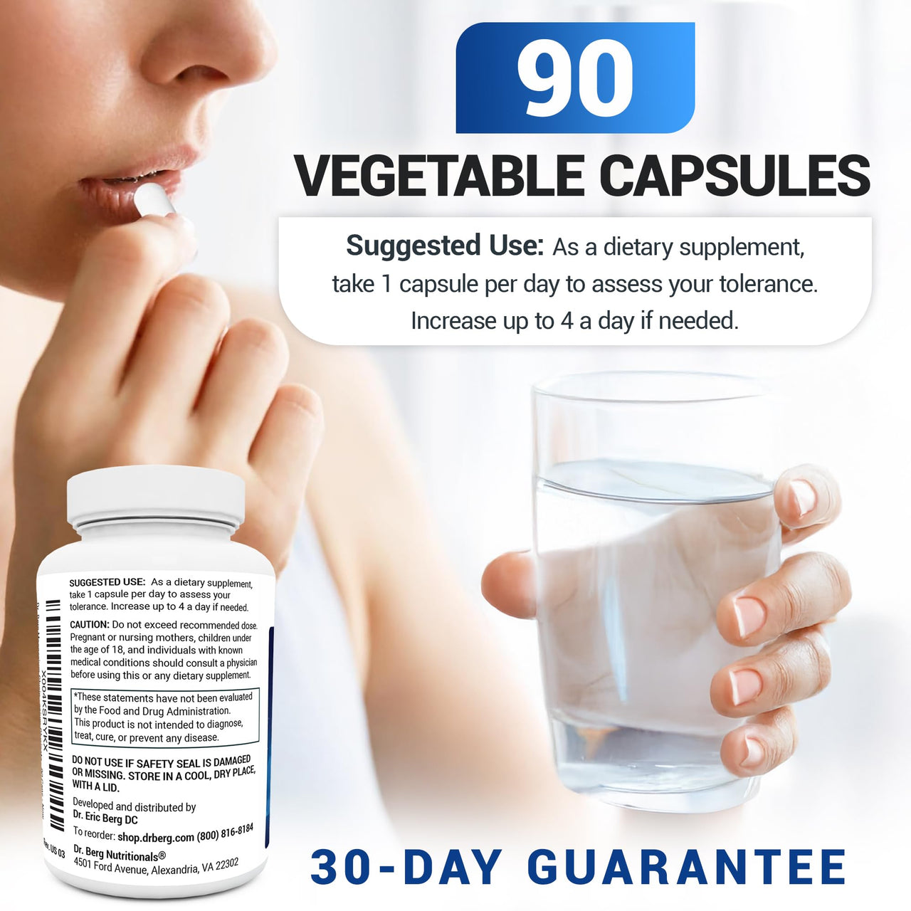 Dr. Berg Maximum Strength 4-in-1 Chelated Magnesium Glycinate with Clean, Potent & Pure Ingredients | 4X Lab-Tested & Verified | USA Formulated Magnesium Supplement Capsules | 90 Capsules