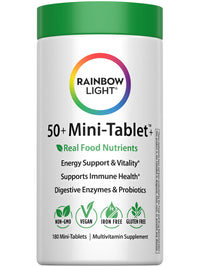 Thumbnail for Rainbow Light - 50+ Mini-Tablet Food-Based Multivitamin - Age-defense Formula Probiotic and Antioxidant Formula; Vitamins and Minerals Support Immune, Heart, Skin, Eye, Bone and Prostate - 180 Tablets