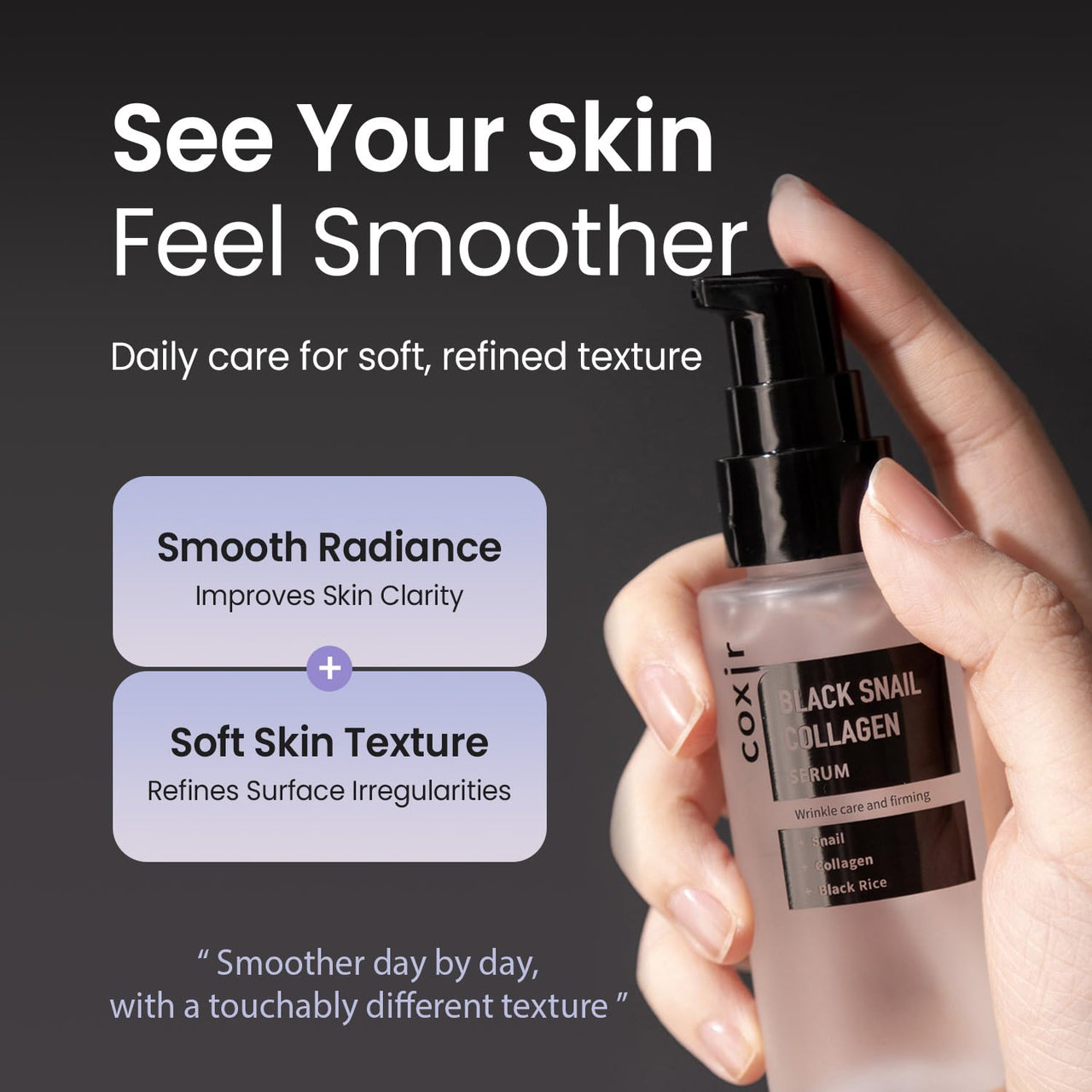 coxir Black Snail Korean Skin Care Gift Set – Snail Mucin Cleanser, Serum & Cream | Hydrating & Repairing Face Set | Korean Beauty Skincare Gift for Women, Holiday & Christmas Gift Set