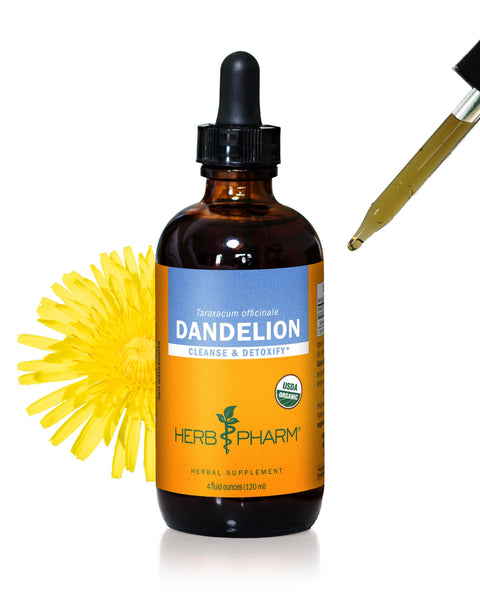 Herb Pharm Certified Organic Dandelion Liquid Extract for Cleansing and Detoxification, Organic Cane Alcohol, 4 Ounce