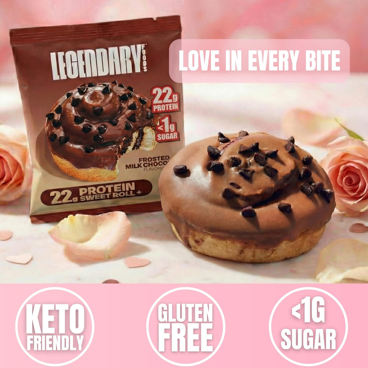 Legendary Foods Cinnamon Roll 22g Protein Bars – Gluten-Free, Low Carb Meal Option – Sweet Zero Sugar Snack, Keto-Friendly – 10-Pack High Protein Pre- or Post-Workout Nutrition Bars - Milk Chocolate