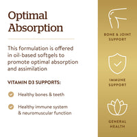 Thumbnail for Solgar Vitamin D3 (Cholecalciferol) 125 MCG (5000 IU), 100 Softgels - Helps Maintain Healthy Bones & Teeth - Immune System Support - Non GMO, Gluten-Free, Dairy Free - 100 Servings