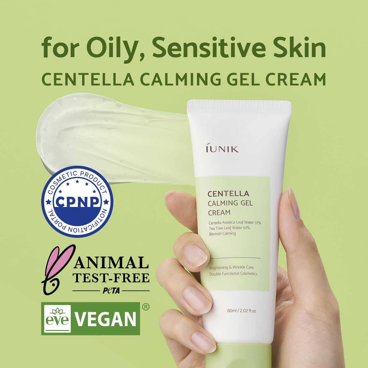 iUNIK Centella Edition Skincare Set (Cream 2.02 fl.oz. & Mini Serum 0.51 fl.oz.) - Centella Asiatica and Tea Tree Leaf Waters to Soothe, Calm, Moisturize, and Protect the Skin